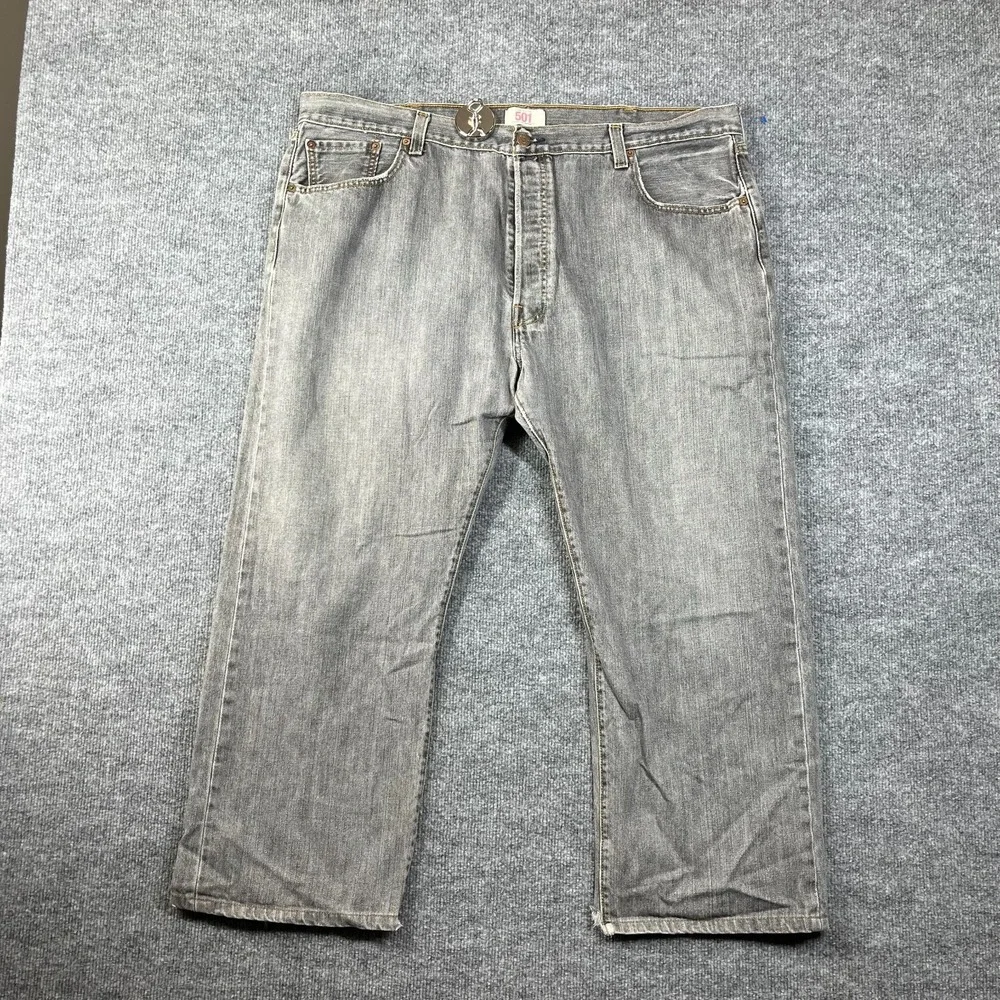 Levi's 501 Original Fit Straight Jeans Men's Gray Denim Classic Button Fly 43X26